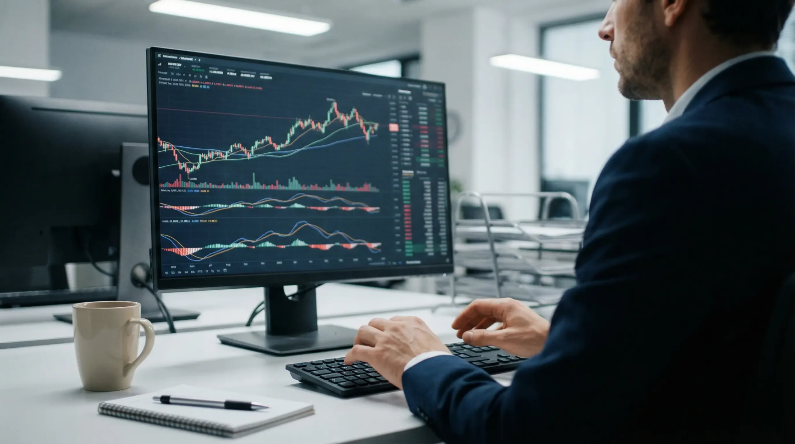 Expert analysant des données financières PSE sur écran d'ordinateur