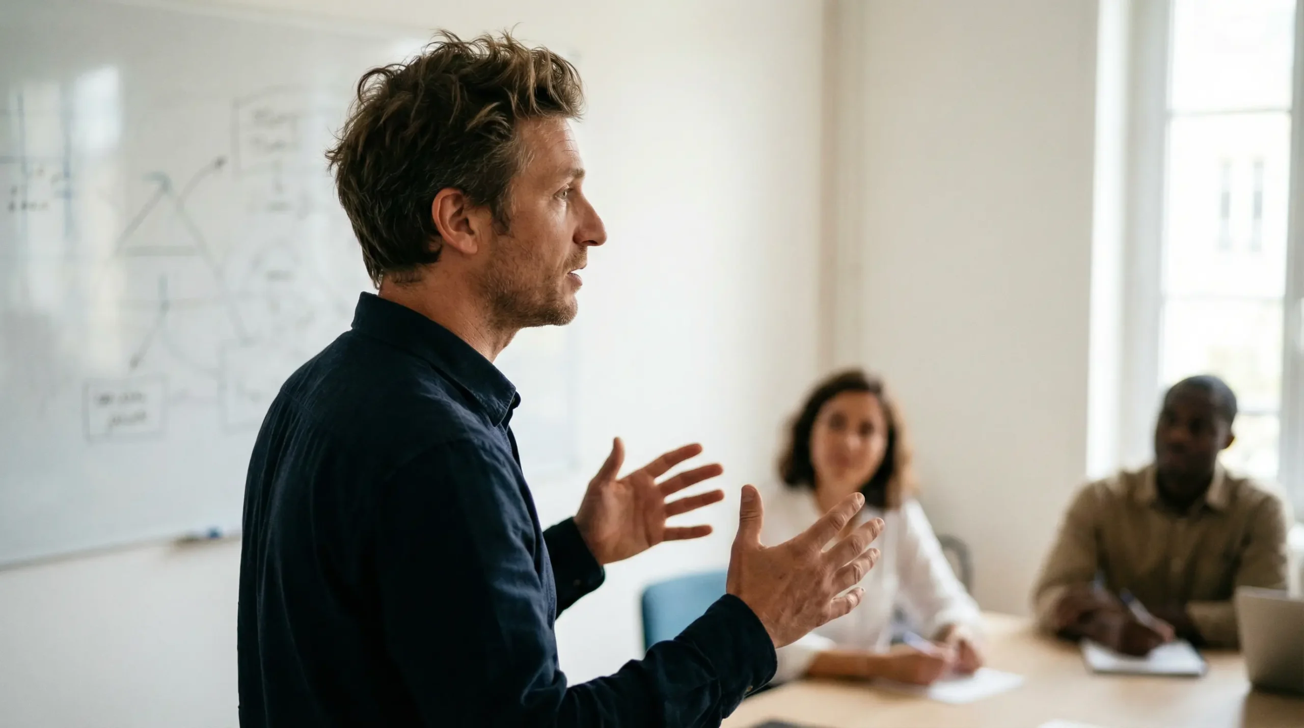 Expert-comptable présentant une analyse à des élus CSE en formation